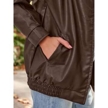 Stylish AUTOMET Womens Oversized Leather Jacket for Fall