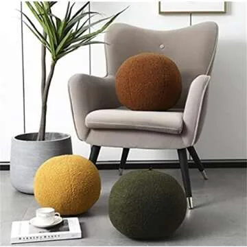 Uewidiod Down Cotton Pillow Four Seasons Dream Leaf Pillow Plush Pine Tree Leaf Cushion Office Cushion nap Pillow Gift (Green Ball, Ball(32cm/12.59inch))