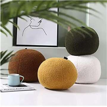 Uewidiod Down Cotton Pillow Four Seasons Dream Leaf Pillow Plush Pine Tree Leaf Cushion Office Cushion nap Pillow Gift (Green Ball, Ball(32cm/12.59inch))