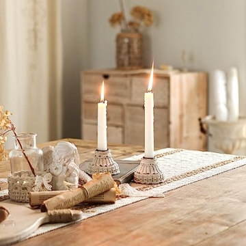 NIKKY HOME Taper Candle Holders Set of 2, Vintage Candle Stand Decorative Resin Candlestick for Wedd...