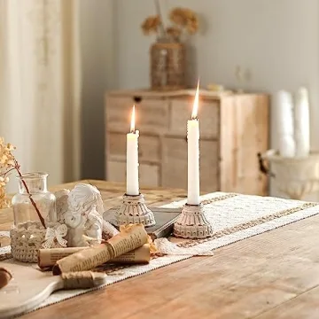 NIKKY HOME Taper Candle Holders Set of 2, Vintage Decorative Resin Candlestick