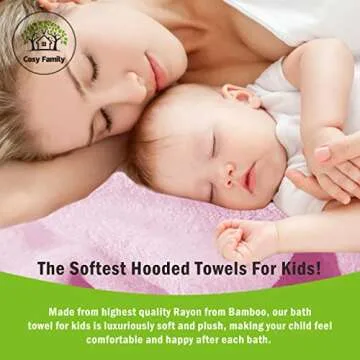 Cosy Family 3 Pack Baby Hooded Towels, Rayon Made from Bamboo, Ultra Soft Unisex Bath Towels for Babies,Toddler,Infant - Newborn Essential - Ultra Absorbent Toddler Towels for Baby Boy Girl - Pink