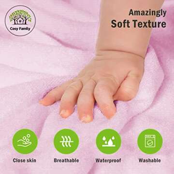 Cosy Family 3 Pack Baby Hooded Towels, Rayon Made from Bamboo, Ultra Soft Unisex Bath Towels for Babies,Toddler,Infant - Newborn Essential - Ultra Absorbent Toddler Towels for Baby Boy Girl - Pink