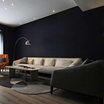 Mecpar Solid Black Wallpaper 15.7" x 118" Peel and Stick Wallpaper Matte Textured Black Contact Pape...