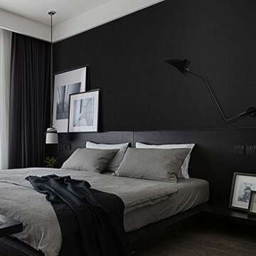 Mecpar Solid Black Peel and Stick Wallpaper 15.7x118"
