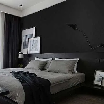 Mecpar Solid Black Peel and Stick Wallpaper 15.7x118"