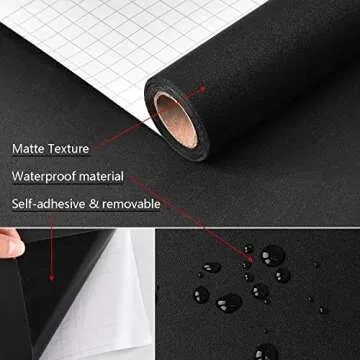 Mecpar Solid Black Peel and Stick Wallpaper 15.7x118"