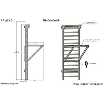 Stall Bar Training Tower: Swedish Ladder with Adjustable Pull-Up Dip Bar Attachment (1.5" Round, Beech Rungs)