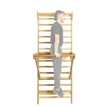 Stall Bar Training Tower: Swedish Ladder with Adjustable Pull-Up Dip Bar Attachment (1.5" Round, Beech Rungs)