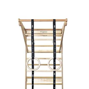 Stall Bar Training Tower: Swedish Ladder with Adjustable Pull-Up Dip Bar Attachment (1.5" Round, Beech Rungs)