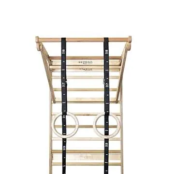 Stall Bar Training Tower: Swedish Ladder with Adjustable Pull-Up Dip Bar Attachment (1.5" Round, Beech Rungs)