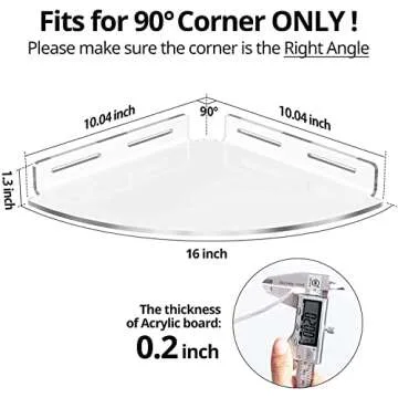 GeekDigg Acrylic Shower Caddy, 2-Pack - No-Drill, Space-Saving Corner Shelves, 10.56" D x 11.43" W x 2.05" H - Ideal for Shampoo, Cream and Gadgets - Transparent Design to Organize Shower Essentials