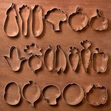 KENIAO Vegetable Shape Cookie Cutter Set, 18 Pcs, Stainless Steel