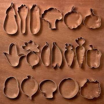 KENIAO Vegetable Shape Cookie Cutter Set, 18 Pcs, Stainless Steel