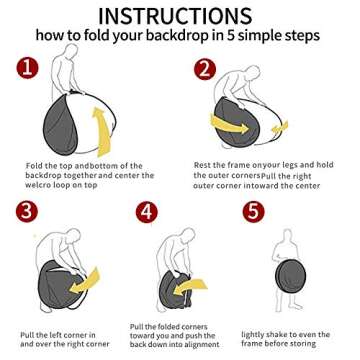 5X3.3 ft (1.5mX1m) 2 in 1 Polyester Muslin Black White Collapsible Reflector Backgrounds Portable Collapsible Reversible Photography Backdrop with Carrying Bag