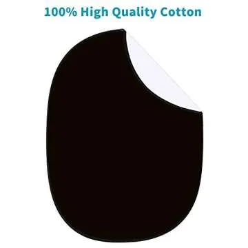 5X3.3 ft (1.5mX1m) 2 in 1 Polyester Muslin Black White Collapsible Reflector Backgrounds Portable Collapsible Reversible Photography Backdrop with Carrying Bag