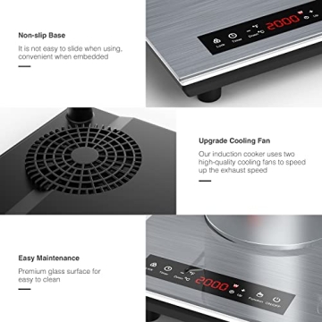 VBGK Double Induction Cooktop 4000W 2 Burner with Timer Safety Lock