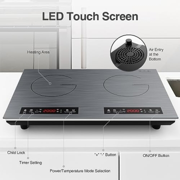 VBGK Double Induction Cooktop 4000W 2 Burner with Timer Safety Lock