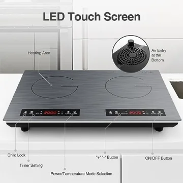 VBGK Double Induction Cooktop 4000W 2 Burner with Timer Safety Lock