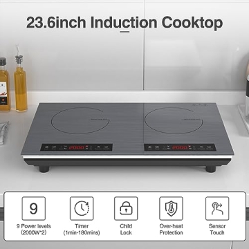 VBGK Double Induction Cooktop 4000W 2 Burner with Timer Safety Lock