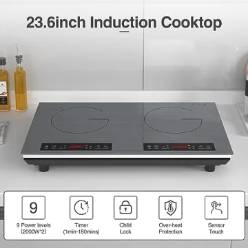 VBGK Double Induction Cooktop 4000W 2 Burner with Timer Safety Lock