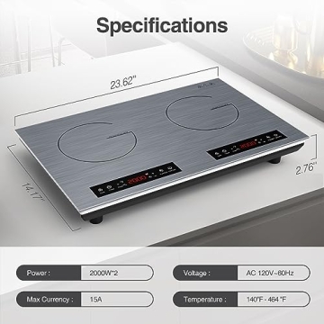 VBGK Double Induction Cooktop 4000W 2 Burner with Timer Safety Lock