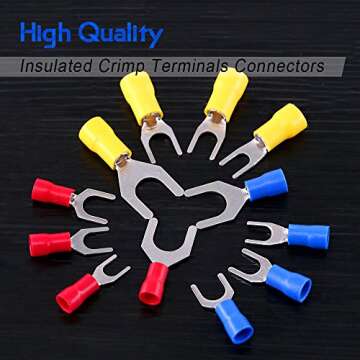 Glarks 240pcs 22-16/16-14/12-10 Gauge Fork Spade Quick Splice Crimp Terminals Connectors Assortment Kit