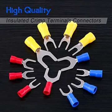 Glarks 240pcs 22-16/16-14/12-10 Gauge Fork Spade Quick Splice Crimp Terminals Connectors Assortment Kit