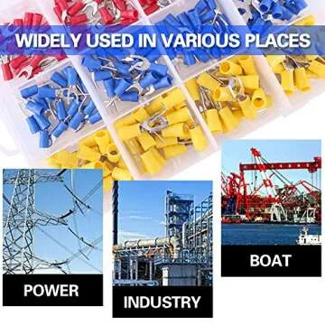 Glarks 240pcs 22-16/16-14/12-10 Gauge Fork Spade Quick Splice Crimp Terminals Connectors Assortment Kit