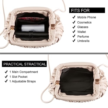 NIUEIMEE ZHOU Stylish Ruched Dumpling Bag for Women