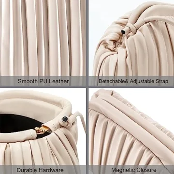 NIUEIMEE ZHOU Stylish Ruched Dumpling Bag for Women