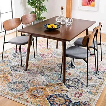 SAFAVIEH Madison Collection X-Large Area Rug - 12' x 15', Cream & Multi, Floral Medallion Distressed...