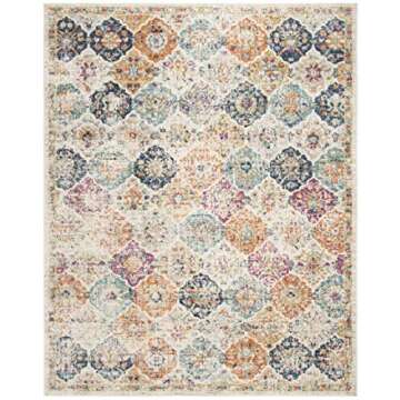 SAFAVIEH Madison Collection X-Large Area Rug - 12' x 15', Cream & Multi, Floral Medallion Distressed Design, Non-Shedding & Easy Care, Ideal for High Traffic Areas in Living Room, Bedroom (MAD611B)