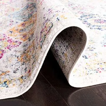 SAFAVIEH Madison Collection X-Large Area Rug - 12' x 15', Cream & Multi, Floral Medallion Distressed Design, Non-Shedding & Easy Care, Ideal for High Traffic Areas in Living Room, Bedroom (MAD611B)