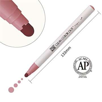 Kuretake CLEAN COLOR DOT Single Mild Smoky 6 colors set, Flexible dot tip marker, for Journals, Craf...