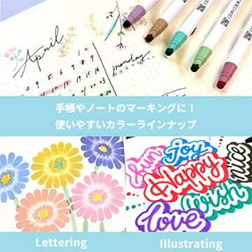 Kuretake CLEAN COLOR DOT Single Mild Smoky 6 colors set, Flexible dot tip marker, for Journals, Crafts, Illustration, Lettering, Planners, for Adult, Kids, Made in Japan