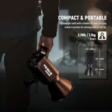 NEEWER FS150B LED Video Light 2.4G/APP Control, 130W 2700K-6500K 72000lux/1m Bi Color COB Bowens Mount Photography Continuous Output Lighting with 6 Color Diffuser Socks, 12 Scenes, 4 Dimming Types