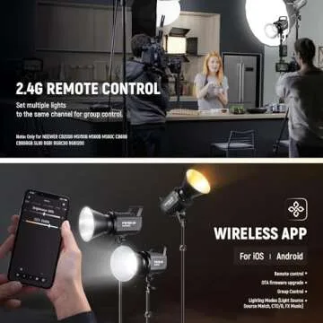NEEWER FS150B LED Video Light 2.4G/APP Control, 130W 2700K-6500K 72000lux/1m Bi Color COB Bowens Mount Photography Continuous Output Lighting with 6 Color Diffuser Socks, 12 Scenes, 4 Dimming Types