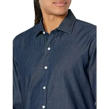 Buttoned Down Men's Slim Fit Indigo Denim Cotton Sport Shirt