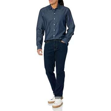 Buttoned Down Men's Slim Fit Indigo Denim Cotton Sport Shirt