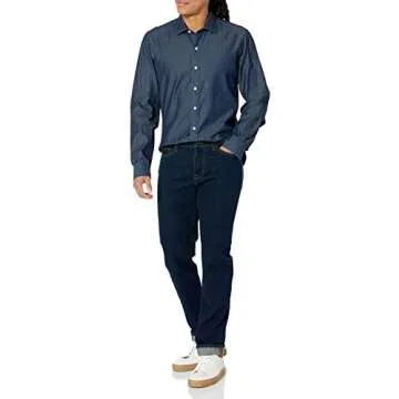 Buttoned Down Men's Slim Fit Indigo Denim Cotton Sport Shirt