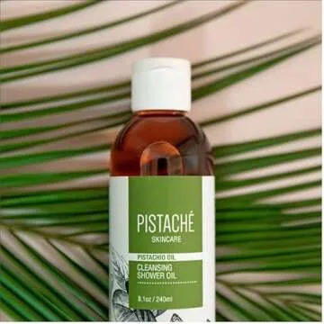 Pistaché Skincare Pistachio Oil Cleansing Shower Oil (Oil to Foam Formula) + Moisturizing and Nourishes + Softening + Vitamin E + Antioxidant Protection, 8.1 oz