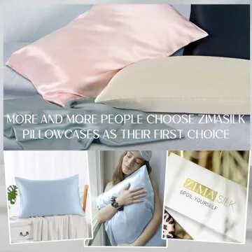 ZIMASILK 100% Pure Mulberry Silk Pillowcase for Hair and Skin Health,Soft and Smooth,Both Sides Premium Grade 6A Silk,600 Thread Count,with Hidden Zipper,1pc (King 20''x36'',Light Blue)