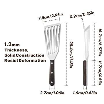 Rainspire Fish Spatula Stainless Steel, Slotted Fish Turner Spatula with Sloped Head Design, Metal Spatula Griddle Spatula For Flipping Delicate Food, Fish, Egg, Patties, Fries