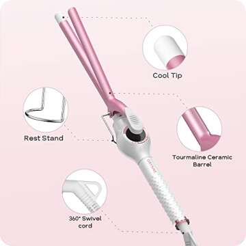 ORYNNE 1/2 Inch Curling Iron Wand Ceramic, Small Barrel Curling Iron for Tight Curls, Half Inch Tiny Curling Wand for Short & Long Hair, Heat Up Fast, Digital Temp Control