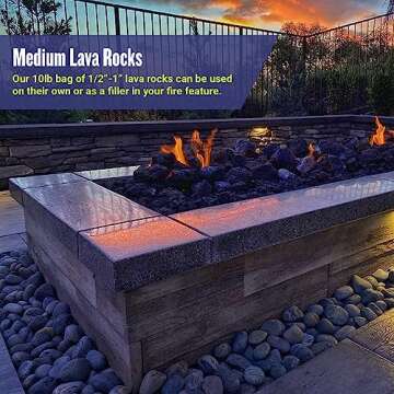 American Fireglass Medium Lava Rock | Durable Decorative Filler for Fire Features