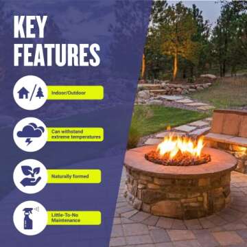 American Fireglass Lava Rock for Fire Pit or Fireplace