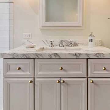 Goo-Ki 6 Pack Antique Brass Kitchen Cabinet Knobs,Retro Drawer Pulls,1 Inch Diameter Knob