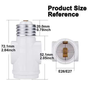 DiCUNO E26 to 2 Polarized Outlet Socket Adapter, 2-Pack