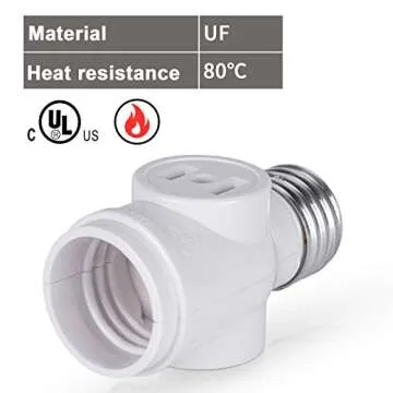 DiCUNO E26 to 2 Polarized Outlet Socket Adapter, 2-Pack